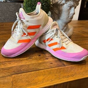Adidas Women's Cream, Orange, and Pink Court Shoes